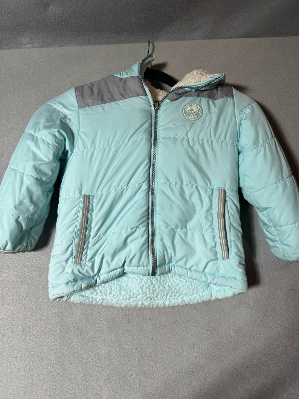 Gerry Kids Light Blue Puffer Reversibke Jacket with Sherpa Lining Size 4T